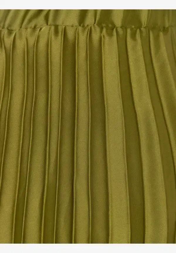 More & More Satin Plisséerock, soft moss green Sonderangebot der Fabrik