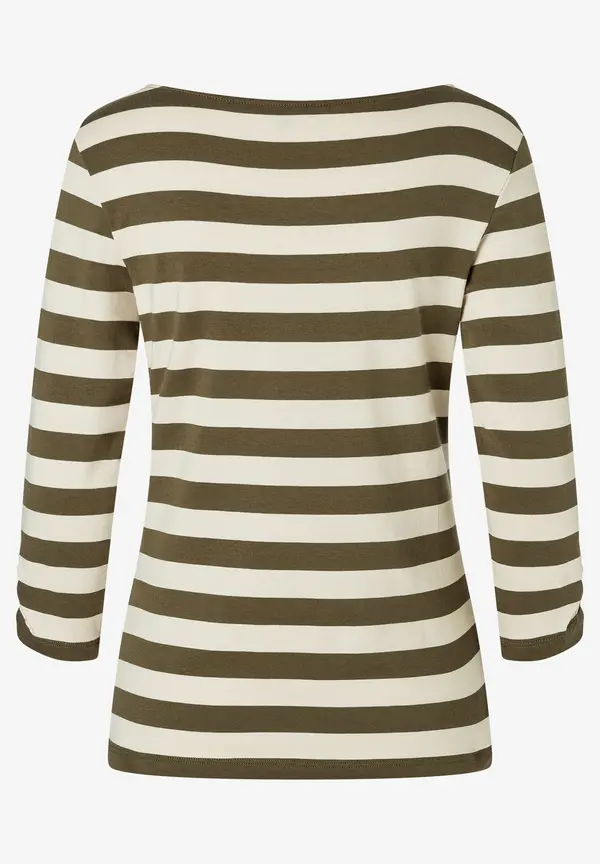 More & More Streifenshirt, oliv/ecru Kostenloser Versand international