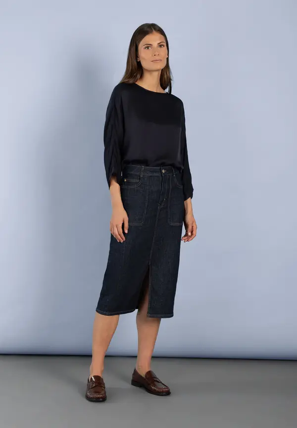More & More Satinbluse, marine Black Friday Preise