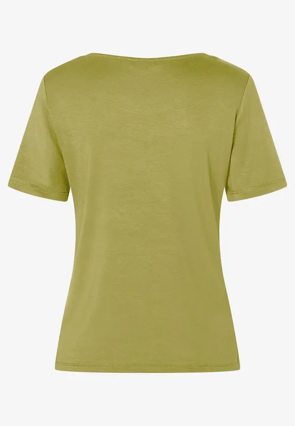 More & More T-Shirt mit Zierkante, soft moss green Outlet