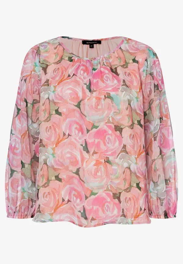 More & More Chiffonbluse, Rosenprint, Sommer-Kollektion Räumungsverkauf