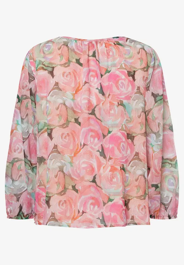More & More Chiffonbluse, Rosenprint, Sommer-Kollektion Räumungsverkauf