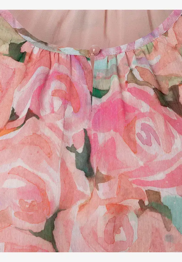 More & More Chiffonbluse, Rosenprint, Sommer-Kollektion Räumungsverkauf