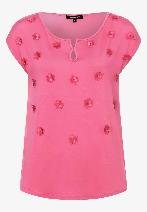 More & More T-Shirt mit Blüten-Applikation, sorbet pink, Sommer-Kollektion Riesige Ersparnisse
