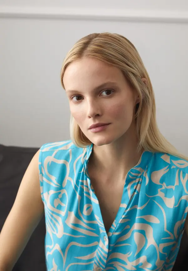 More & More ärmellose Bluse, abstrakter Flowerprint, Frühjahrs-Kollektion Letzte 2 Tage