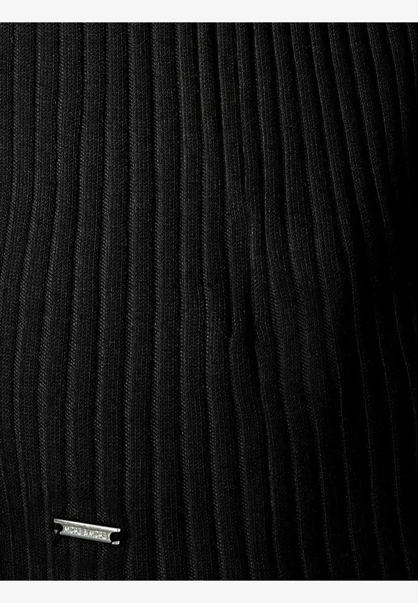 More & More Rippstrick-Pullover, Kurzarm, schwarz Discount Store für neue Produkte