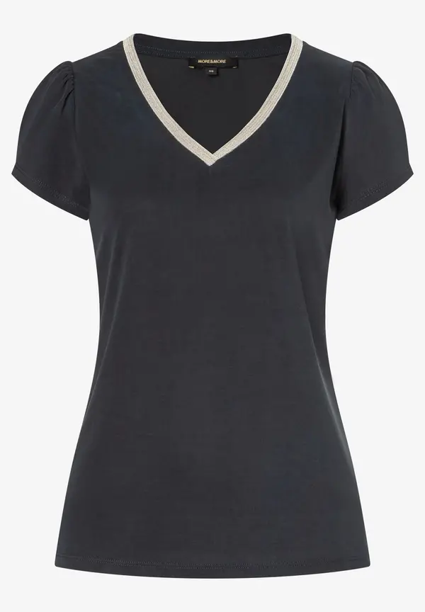 More & More T-Shirt mit Zierkante, schwarz 50% Rabatt für begrenzte Zeit