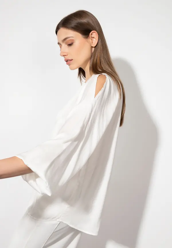 More & More Satinbluse mit Cut-Outs, ecru Rabatte dieses Monats