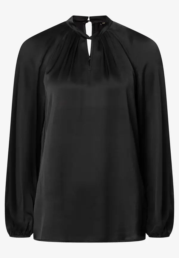 More & More Satinbluse mit Cut Outs, schwarz Auslauf