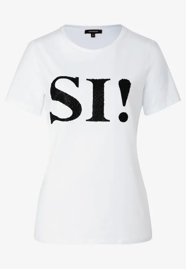 More & More T-Shirt mit Perlenaufschrift, weiß, Frühjahrs-Kollektion Hotsell