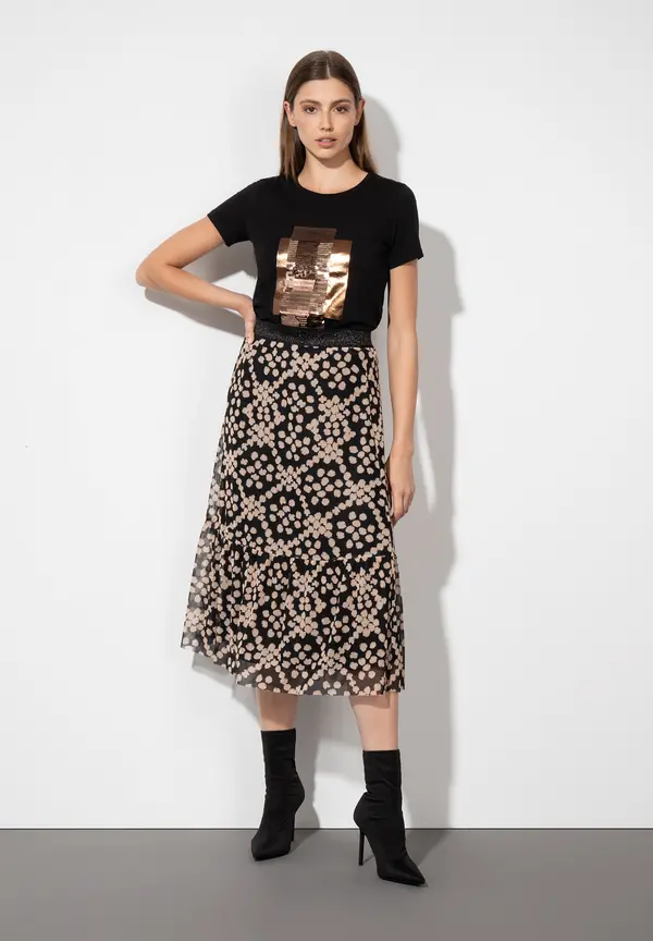 More & More T-Shirt mit Pailletten-Applikation, schwarz im Angebot