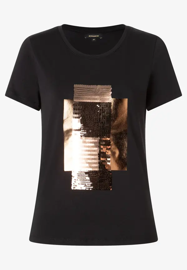 More & More T-Shirt mit Pailletten-Applikation, schwarz im Angebot