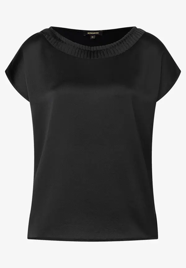 More & More Shirt mit Satinfront, schwarz Sonderangebot