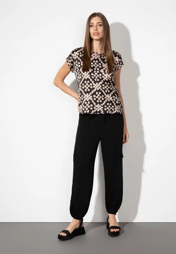 More & More Blusenshirt, Dot Pattern Print Großer Ausverkauf