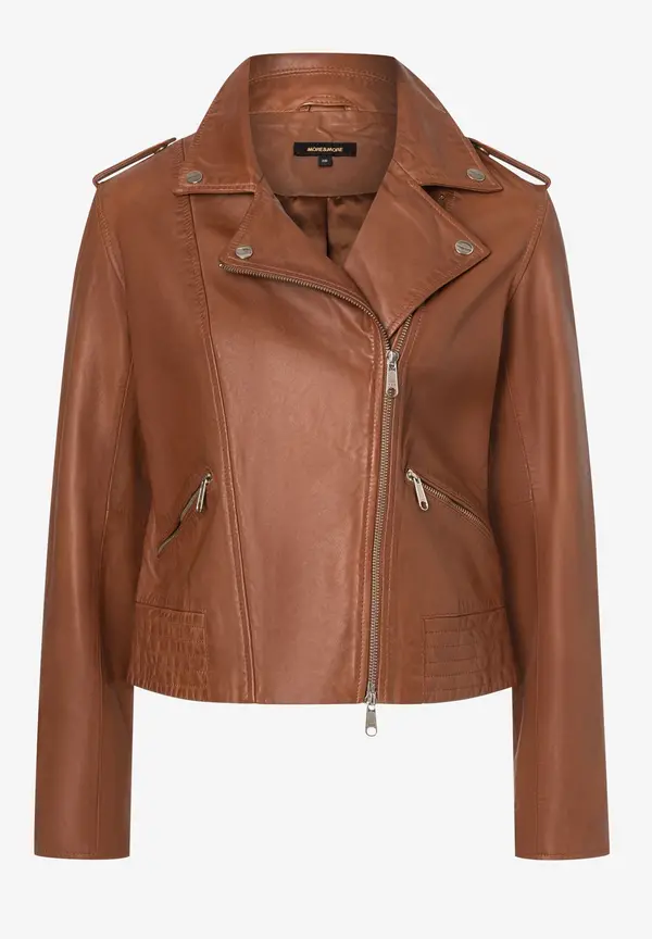 More & More Biker-Lederjacke, hazel brown, Herbst-Kollektion Flash Sale