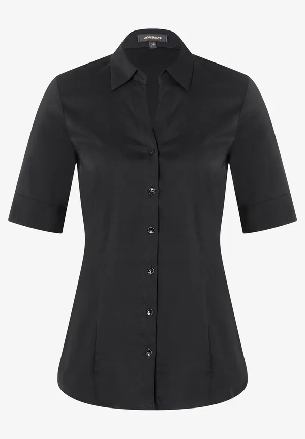 More & More Baumwoll/Stretch Bluse, schwarz Preisnachlass