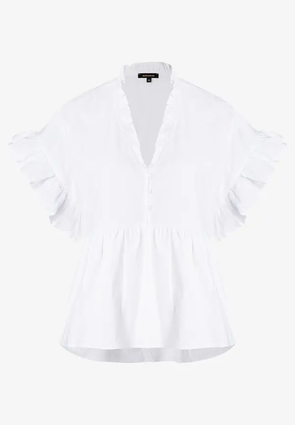 More & More weite Bluse mit Rüschen, weiß, Sommer-Kollektion Muttertagsangebot