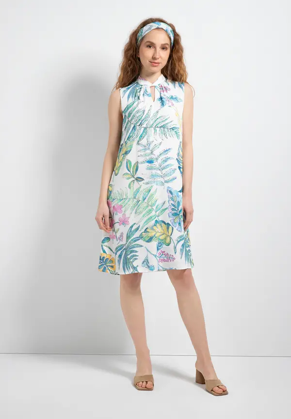 More & More Satinkleid, Blätterprint, Sommer-Kollektion Online Outlet