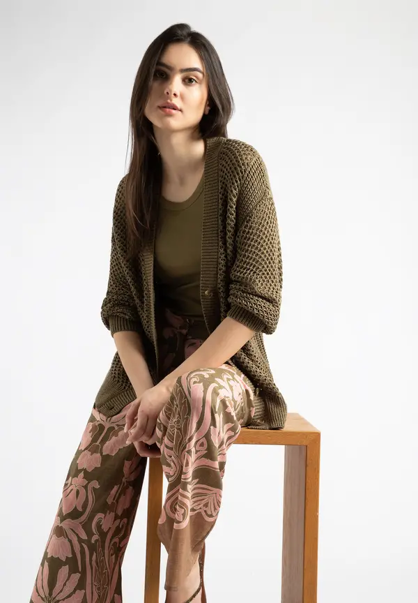 More & More Ajour Cardigan, soft reed green, Sommer-Kollektion Begrenzte Freigabe