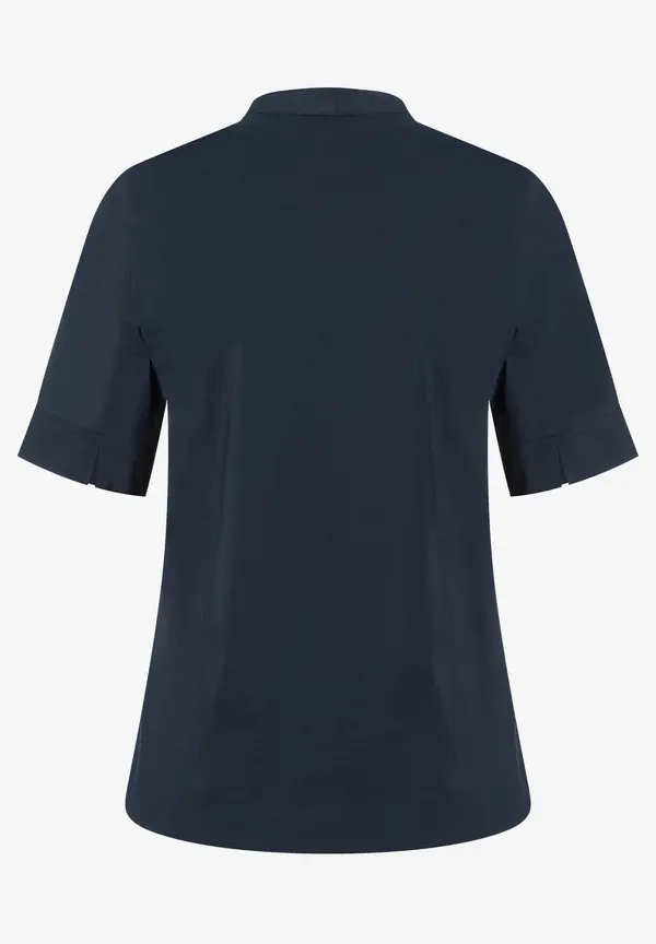 More & More Baumwoll/Stretch Bluse mit Stehkragen, marine, Sommer-Kollektion Letzter Tag
