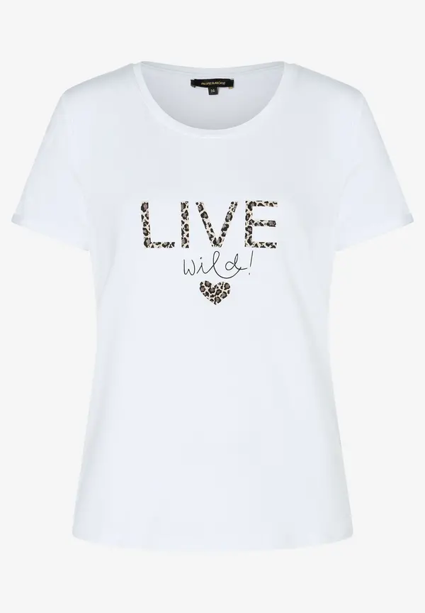 More & More T-Shirt mit Schriftzug, weiß Black Friday Preise