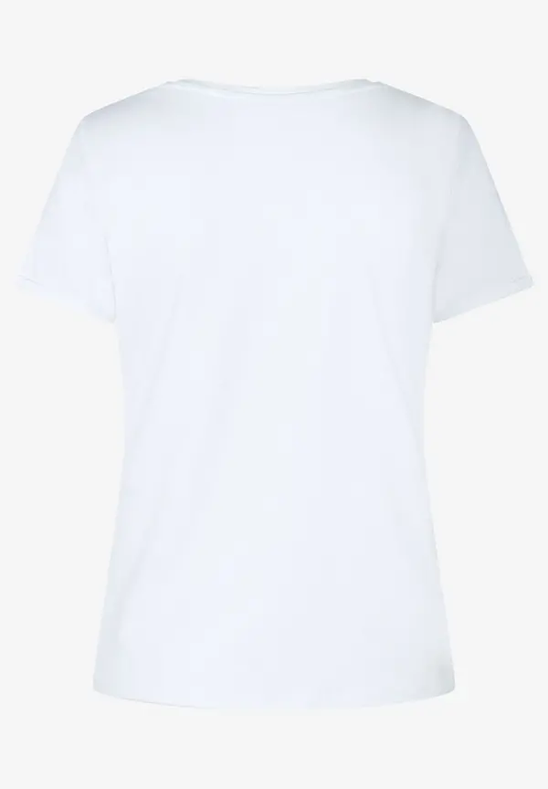 More & More T-Shirt mit Schriftzug, weiß Black Friday Preise