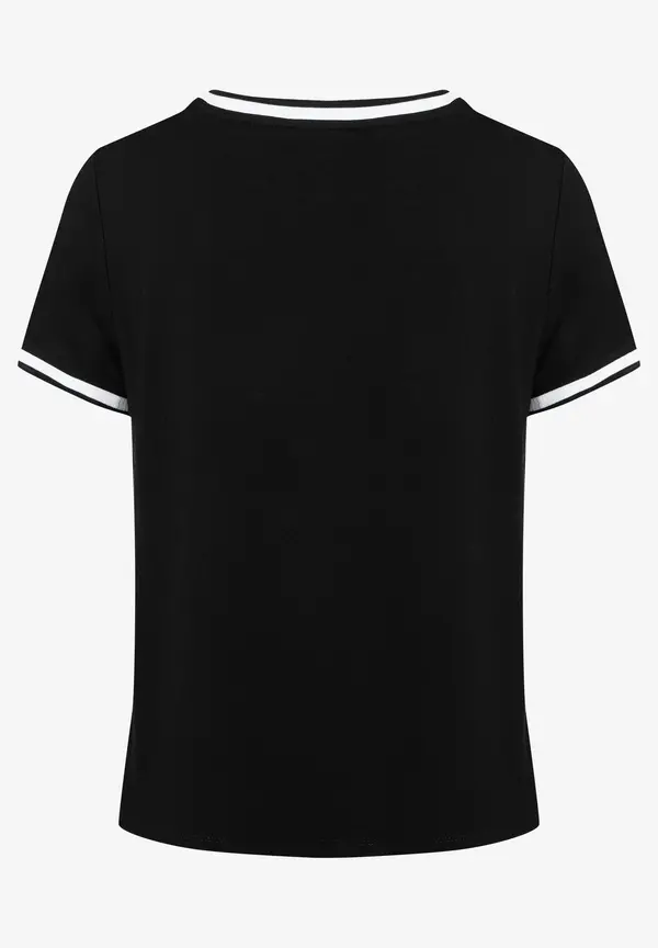 More & More Blusenshirt mit Kontrastabschlüssen, schwarz/weiß, Frühjahrs-Kollektion Auslauf