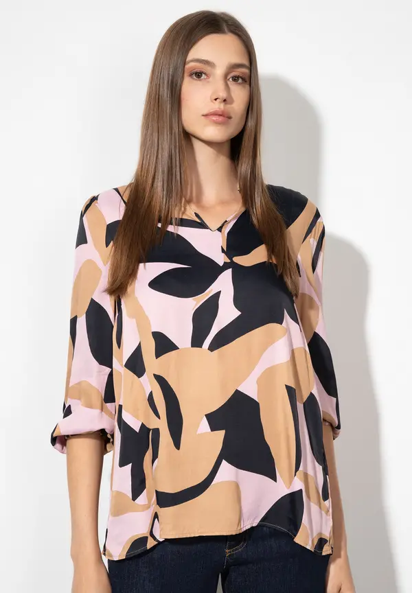 More & More Satinprint Bluse Schlussverkauf