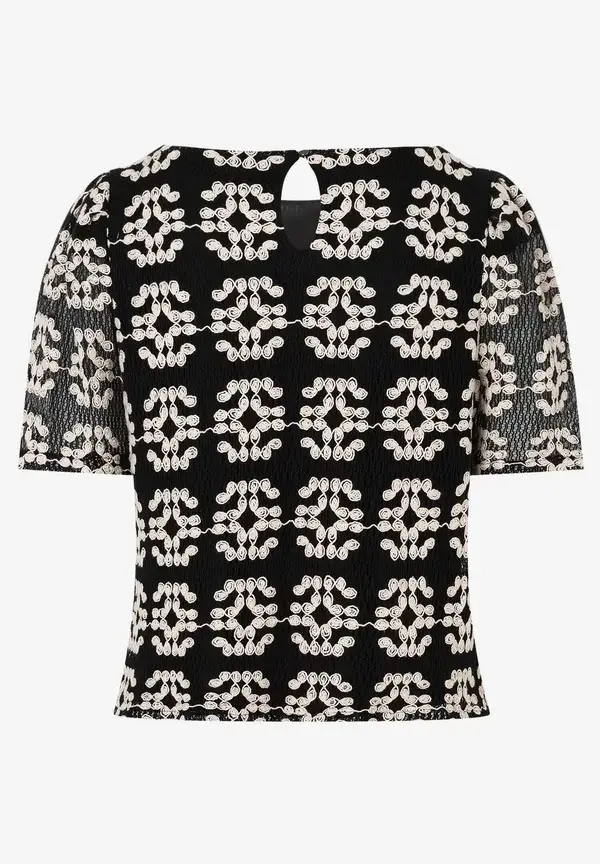 More & More Spitzenbluse, schwarz/ecru, Sommer-Kollektion Fabrikverkauf