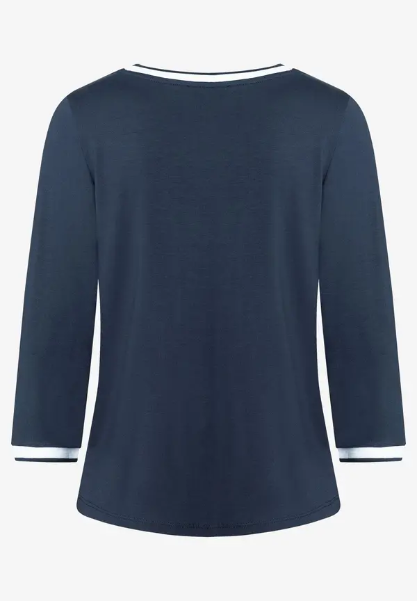 More & More Blusenshirt mit Kontrastabschlüssen, marine Preisnachlass