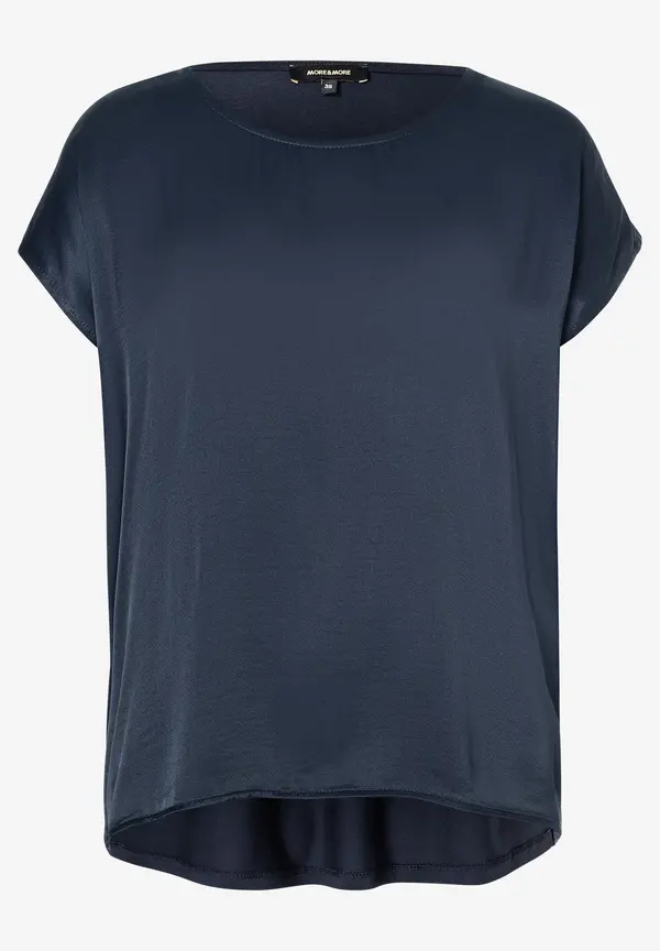 More & More Shirt mit Satinfront, marine Saisonschlussverkauf