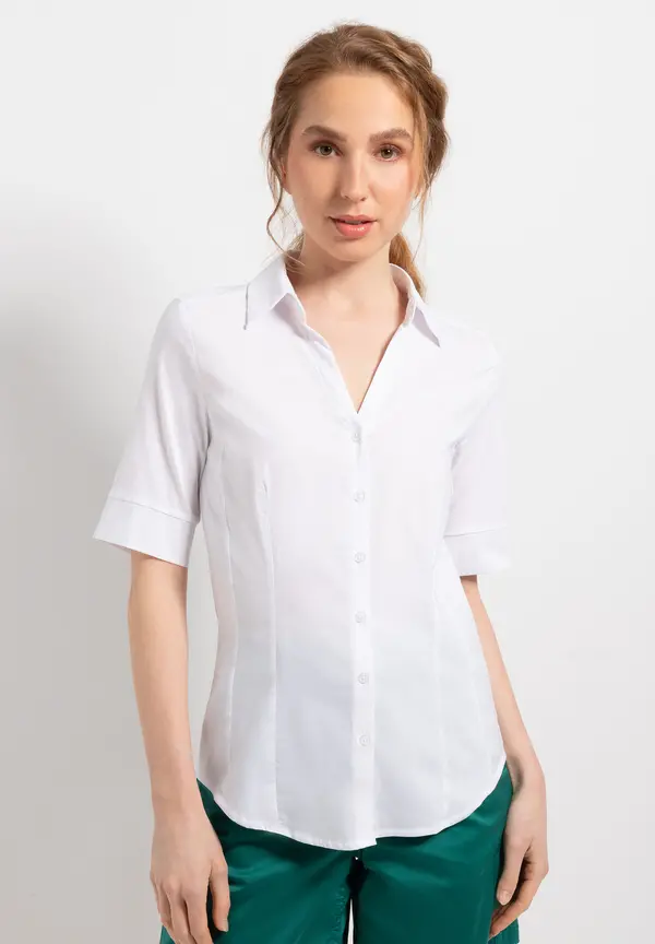 More & More Baumwoll/Stretch Bluse, weiß Valentinstagsangebot