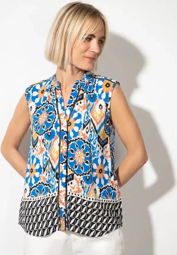 More & More ärmellose Bluse, Ornament-Print, Sommer-Kollektion Tägliche Deals