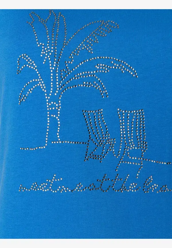 More & More T-Shirt mit Steinchen-Applikation, magic blue, Sommer-Kollektion Begrenzte Freigabe