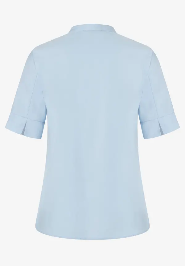 More & More Baumwoll/Stretch Bluse mit Stehkragen, hellblau, Sommer-Kollektion 50% Rabatt mit kostenlosem Versand
