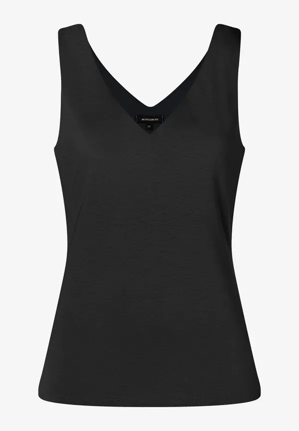 More & More Jerseytop mit V-Ausschnitt, schwarz, Sommer-Kollektion Fabrikladen