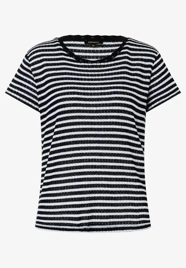 More & More Ajour Shirt, schwarz/weiß gestreift, Sommer-Kollektion Im Verkauf