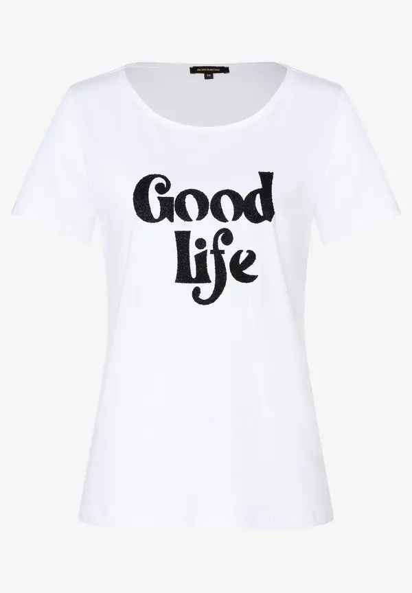 More & More T-Shirt mit Steinchen-Schriftzug, weiß, Sommer-Kollektion zollfrei