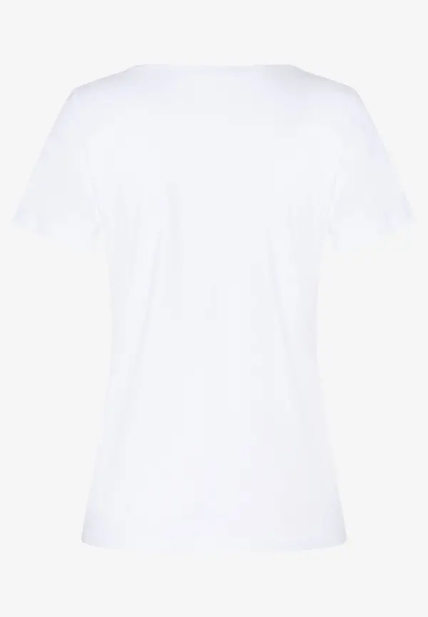 More & More T-Shirt mit Steinchen-Schriftzug, weiß, Sommer-Kollektion zollfrei