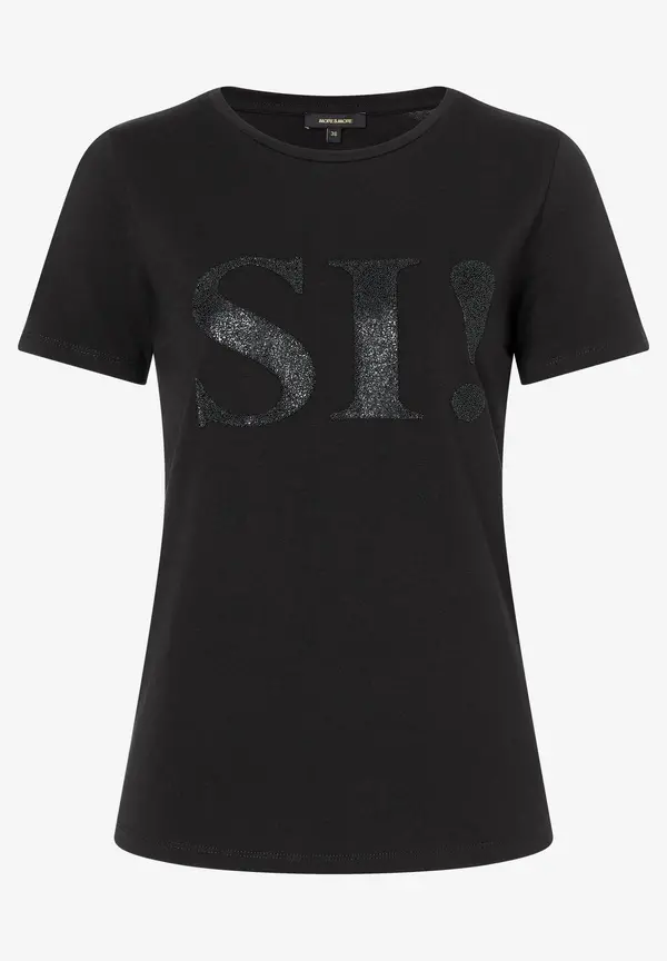 More & More T-Shirt mit Perlenaufschrift, schwarz, Frühjahrs-Kollektion 50% Rabatt für begrenzte Zeit