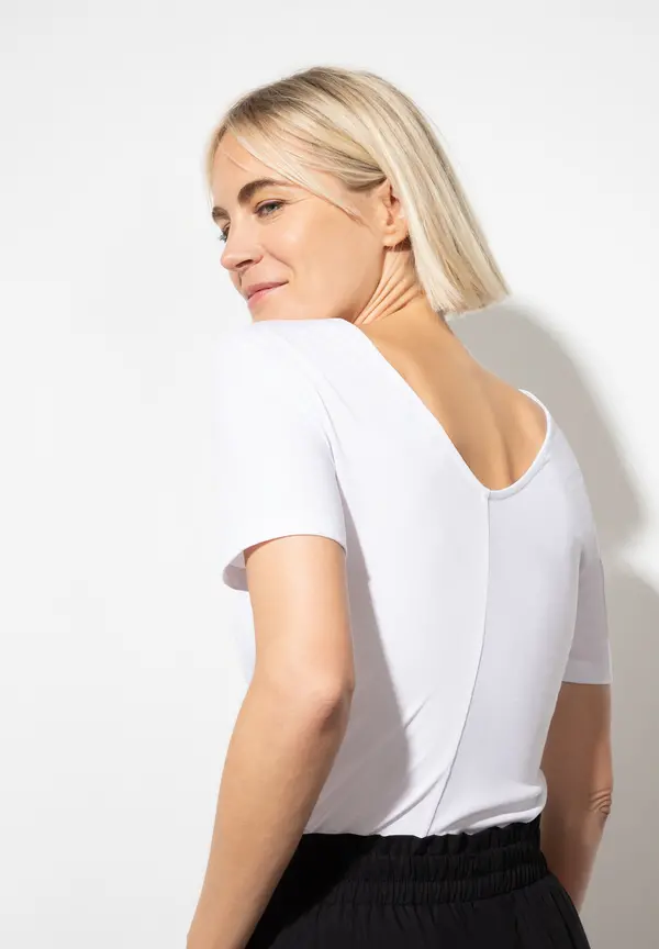 More & More T-Shirt mit Raffung, weiß, Sommer-Kollektion Kostenloser Versand