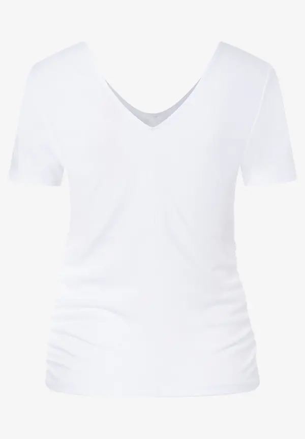 More & More T-Shirt mit Raffung, weiß, Sommer-Kollektion Kostenloser Versand
