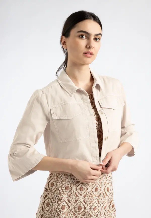 More & More Colored Denim Jacke, sand, Sommer-Kollektion Begrenztes Angebot