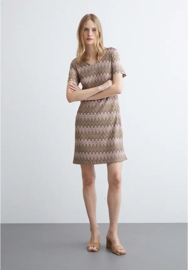 More & More Ajour Jerseykleid, Zick-Zack Dessin, Sommer-Kollektion Exklusivangebot
