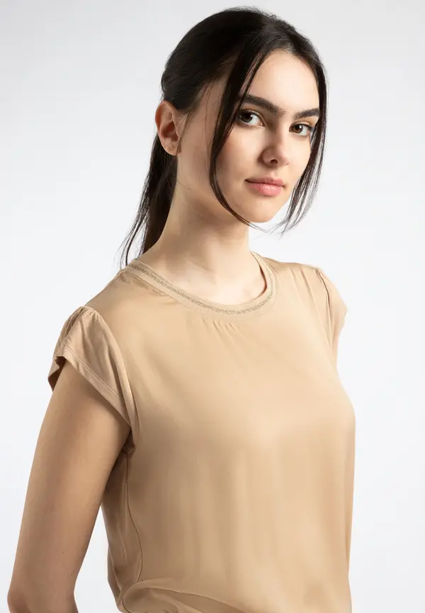 More & More Satinfront-Shirt, soft toffee, Sommer-Kollektion Cyber Monday