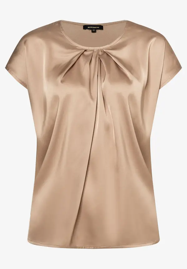 More & More Shirt mit Satinfront, soft toffee, Sommer-Kollektion Muttertagsangebot