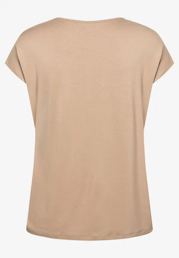 More & More Shirt mit Satinfront, soft toffee, Sommer-Kollektion Muttertagsangebot