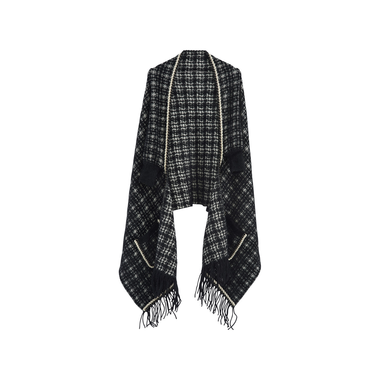 Nitzsche Accessoires Stilvoller Poncho mit Fransen für Damen Super Sparpreis