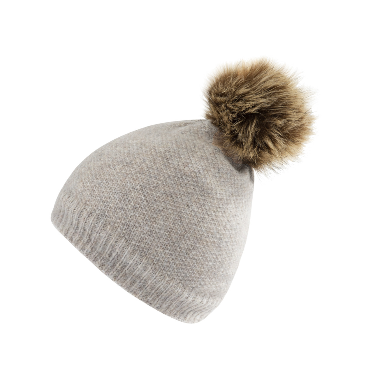 Nitzsche Accessoires Damenstrickmütze in melange Optik mit Kunstfell-Bommel Jubiläumsangebot
