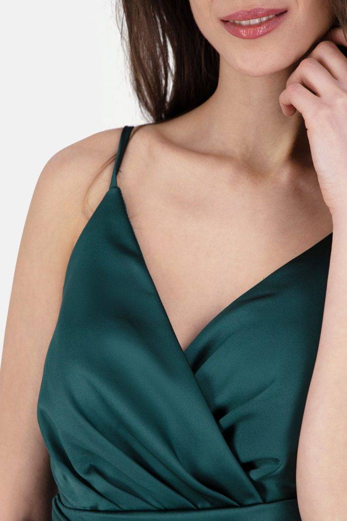 Prestije Spaghetti Kleid drapiert mit Beinschlitz Fabrikladen